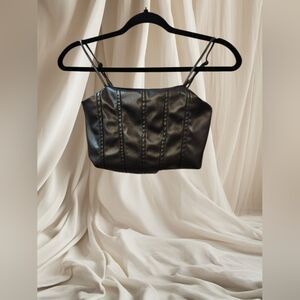 Refuge Women's Small Black Faux Leather Corset Top